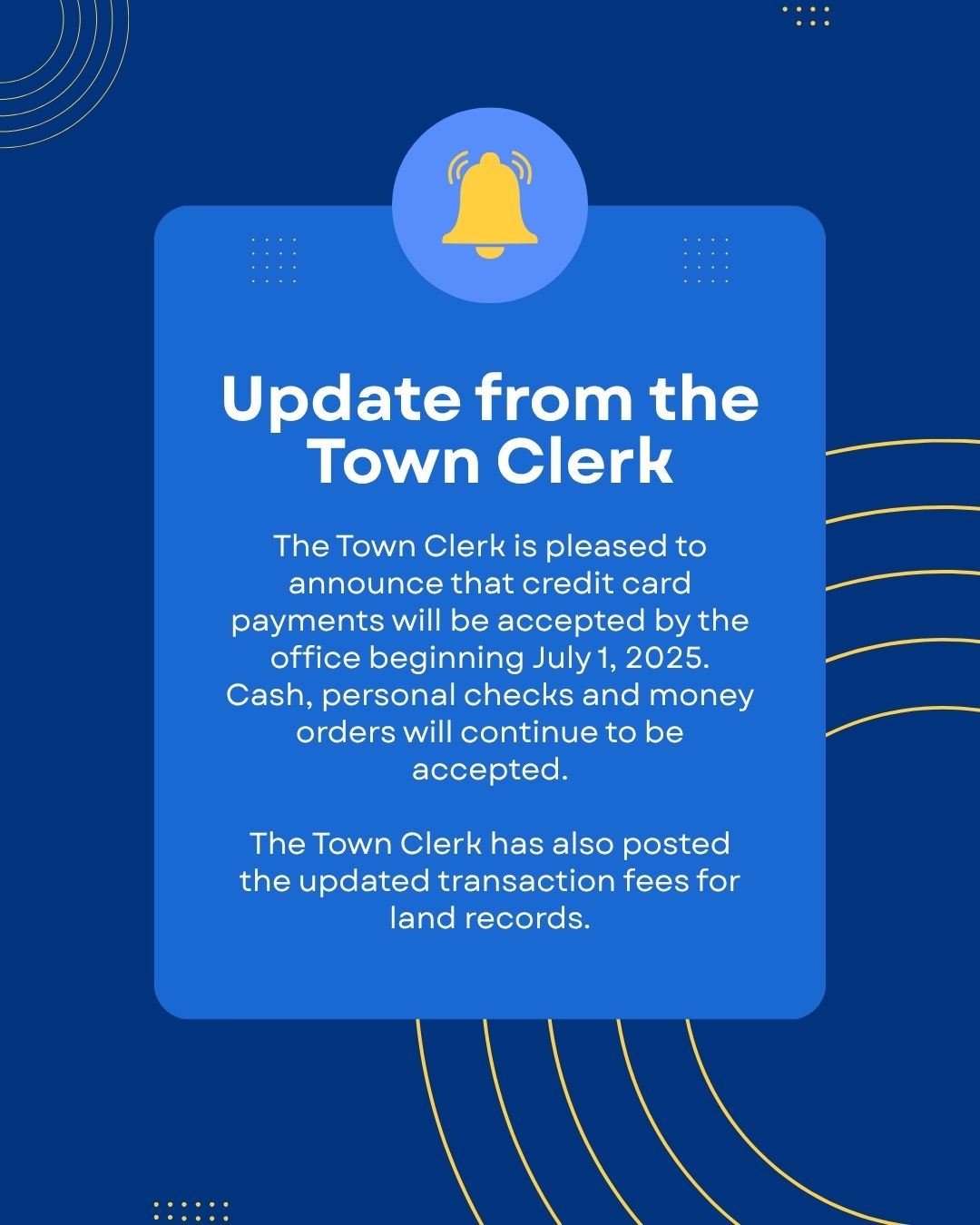 Update from the Town Clerk